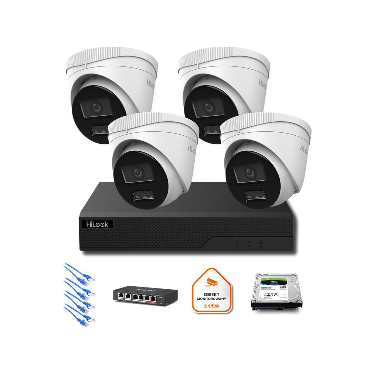 Zestaw monitoringu IP Hilook 4x kamera IPC-T260HA-LU 6MP Smart-hybrid Light