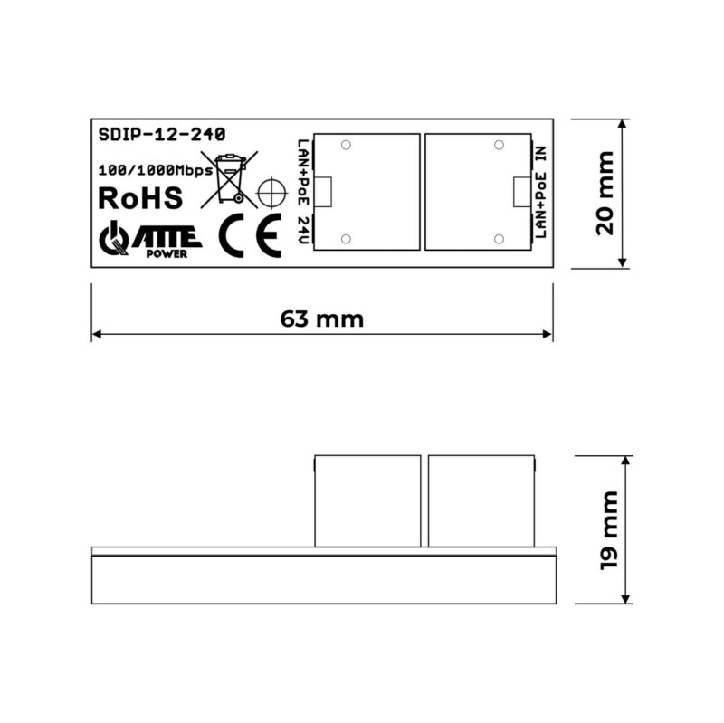 Adapter PoE ATTE SDIP-12-240