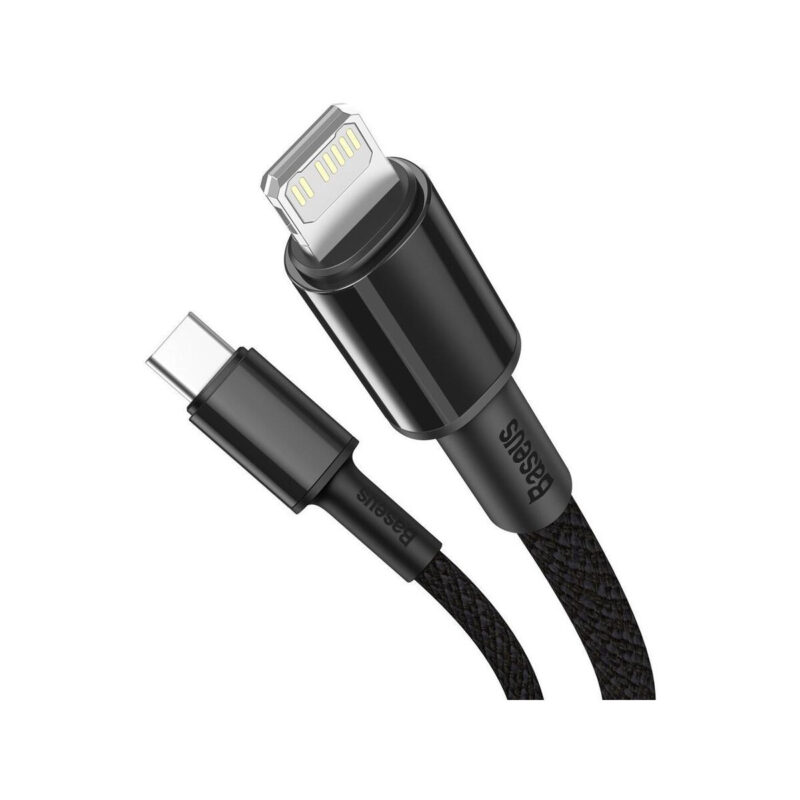 KABEL USB-C / Lightning iPhone Baseus Cafule CATLGD-A01 2m 20W PD Quick Charging CZARNY W OPLOCIE