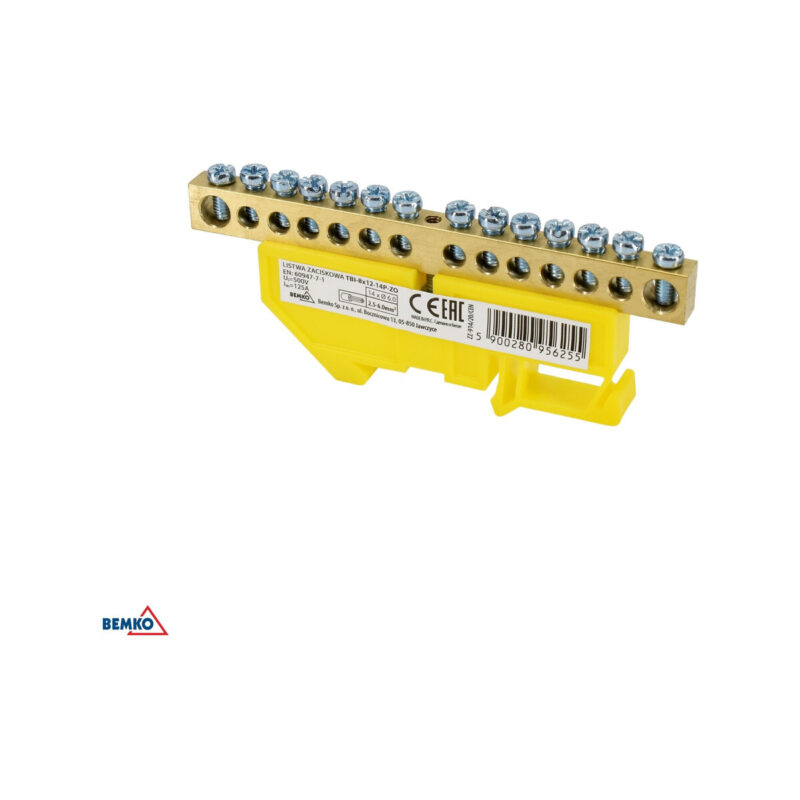 Listwa zaciskowa na sztynę 8x12 16-torowa niebieska