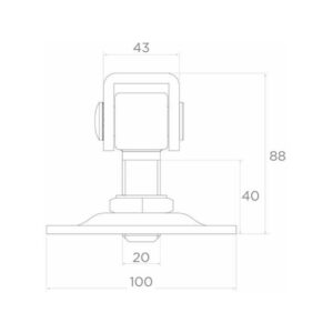 Zawias PSG 61.019 z szyldem 100x100x4mm - gwint M20 (regulowany)