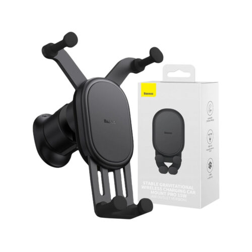 UCHWYT SAMOCHODOWY ŁADOWARKA INDUKCYJNA Baseus SUWX030001 Qi 15W NA KRATKĘ CZARNY