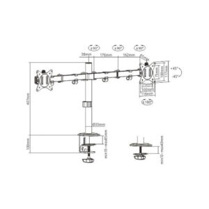 Uchwyt biurkowy przegubowy na 2 monitory Spacetronik SPA-120