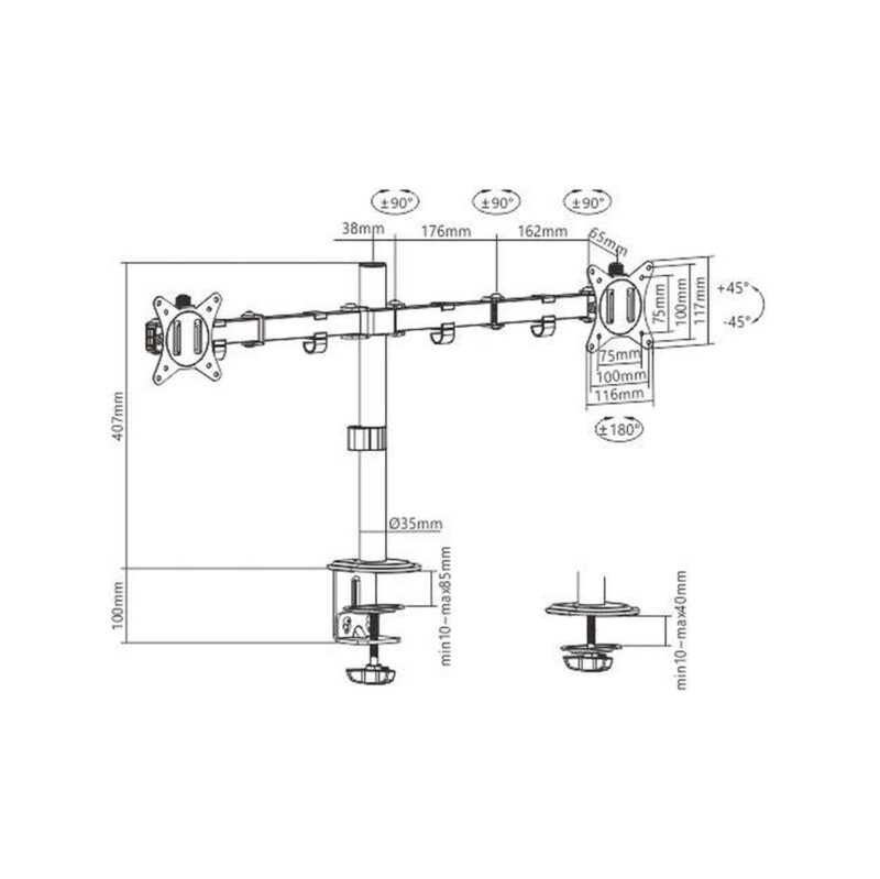 Uchwyt biurkowy przegubowy na 2 monitory Spacetronik SPA-120