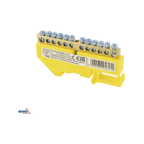 Listwa zaciskowa na sztynę 6x9 14-torowa niebieska