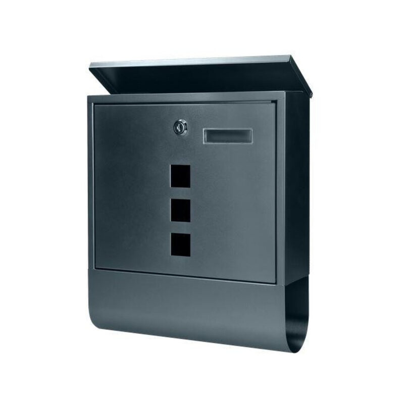 Skrzynka na listy HAITI z gazetnikiem, wizytownikiem i okeinkami, antracyt