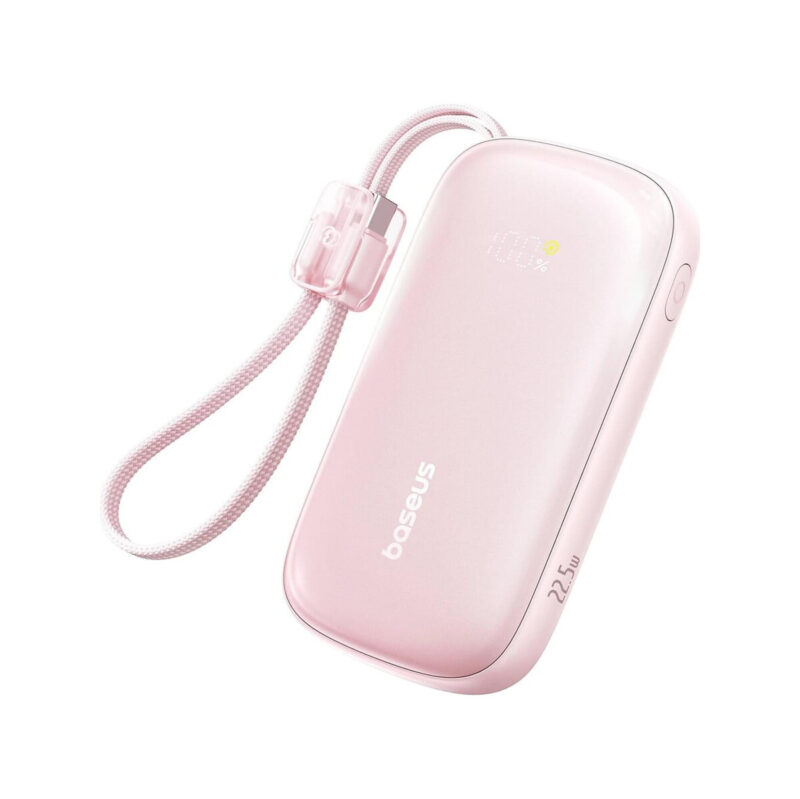 Powerbank Baseus EnerFill FC21 20000 mAh 22,5 W USB-A USB-C różowy z odłączanym kablem Lightning