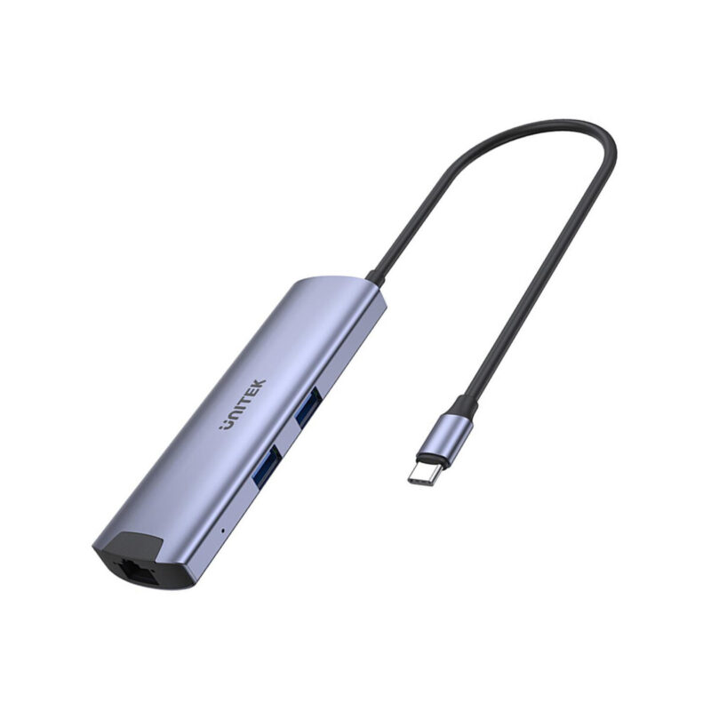 H1112F Unitek Aktywny Hub USB-C 5Gbps, HDMI RJ-45 PD 100W