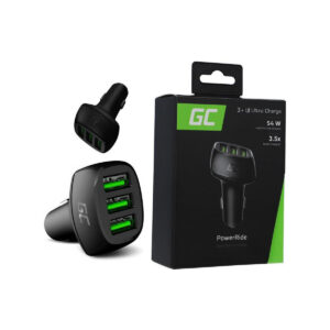 ŁADOWARKA SAMOCHODOWA Green Cell POWERRIDE 54W 3xUSB 18W ULTRA CHARGE CADGC01