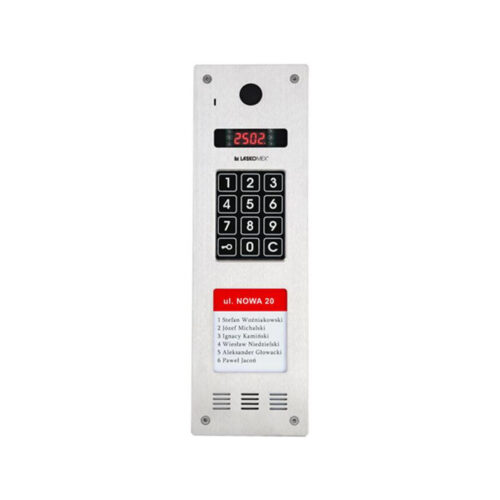 Laskomex CP-2533NR-040 Wąski panel audio pionowy, ze stali nierdzewnej, z czytnikiem RFID i DŁUŻSZĄ listą lokatorów (kompatybilny z modułem KAM3-1)