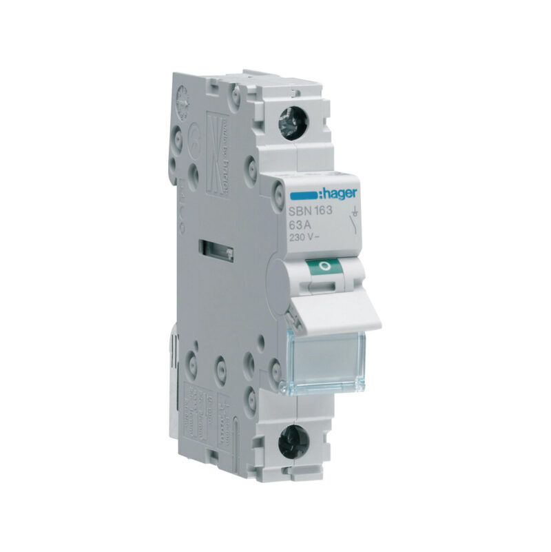 Rozłącznik izolacyjny, szer. 1 moduł. 1P, 63A HAGER SBN163