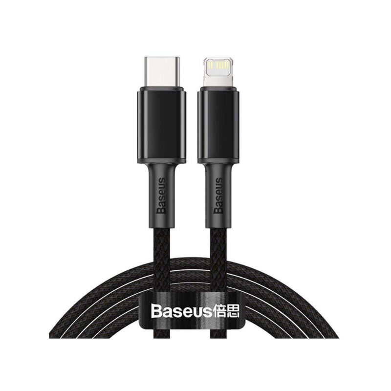 KABEL USB-C / Lightning iPhone Baseus Cafule CATLGD-A01 2m 20W PD Quick Charging CZARNY W OPLOCIE