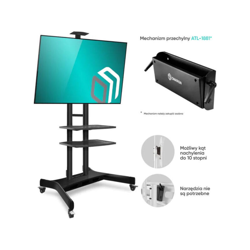 Mobilny stojak do TV 50"-86" do 90 kg ONKRON TS1881 Czarny