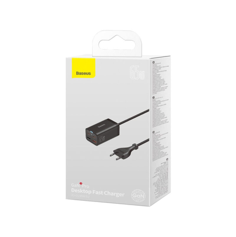 ŁADOWARKA SIECIOWA Baseus GaN 3 Pro Desktop Charger CCGP040101 65W 2x USB-A 2x USB-C PD 3.0 QC 4.0