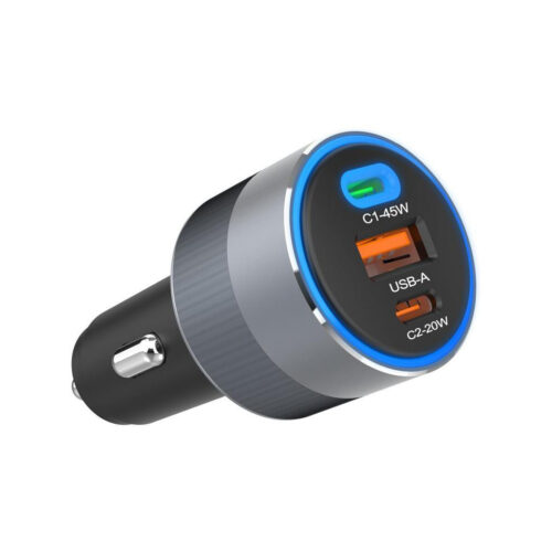 e870640cd6b32fb960c59e2c6b7ce63c_original ŁADOWARKA SAMOCHODOWA Forcell F-Energy 65 W 2x USB-C 1x USB-A PD 3.0 QC 4.0 SZARA