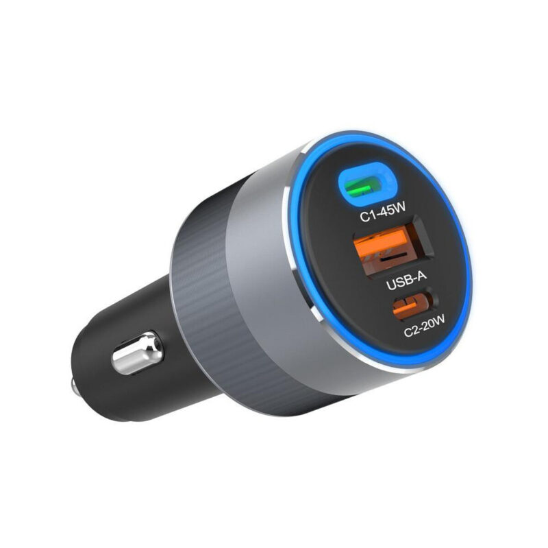 ŁADOWARKA SAMOCHODOWA Forcell F-Energy 65 W 2x USB-C 1x USB-A PD 3.0 QC 4.0 SZARA