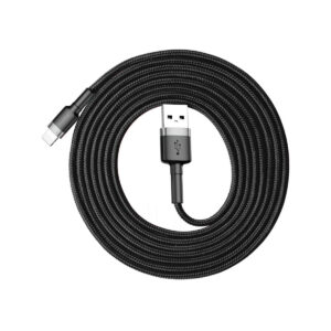 KABEL USB-A / Lightning iPhone Baseus Cafule CALKLF-CG1 200cm Apple 1.5A CZARNO-SZARY W OPLOCIE