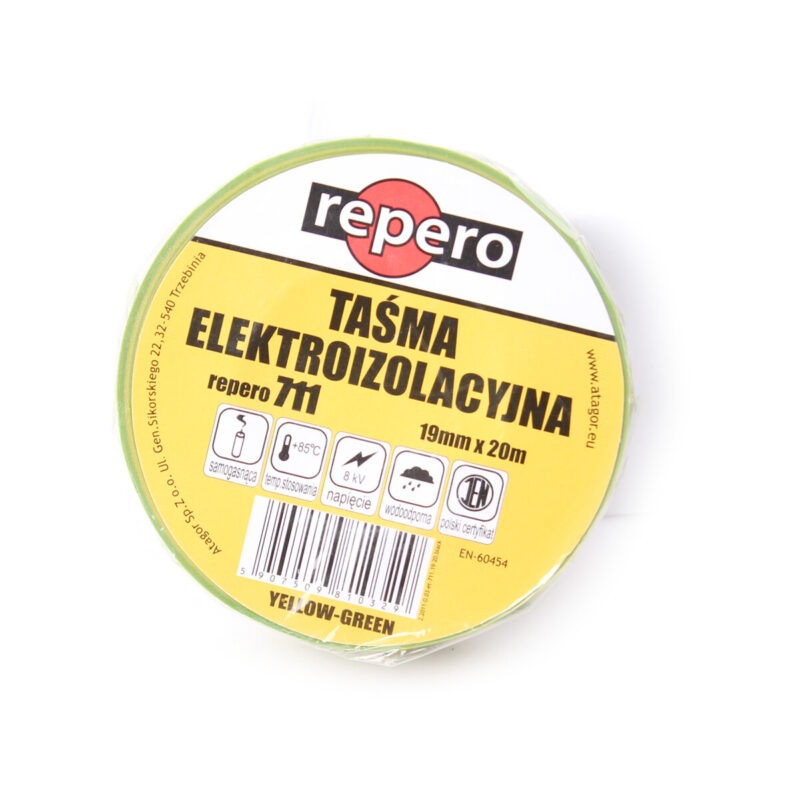 TAŚMA IZOLACYJNA REPERO 711E ŻÓŁTO-ZIELONA 19MMX20M