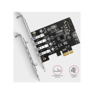 Kontroler Axagon PCEU-43RS PCIe 4x port USB 3.2 GEN 1, UASP, chipset Renesas, 15-pin SATA
