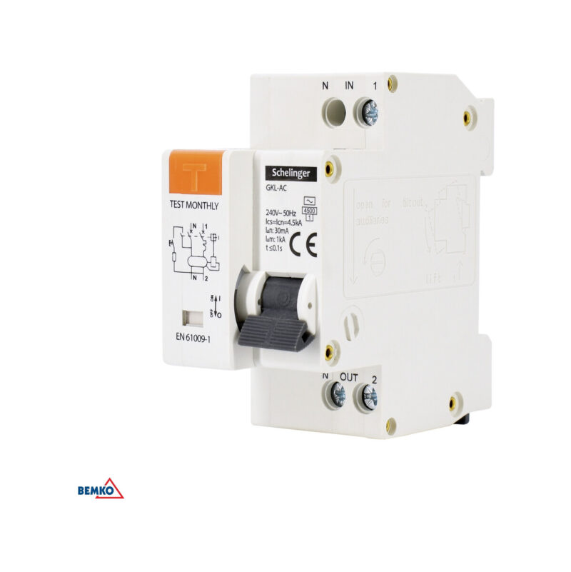 Wyłącznik RCBO 2P B 16A 30mA TYP AC SCHELINGER