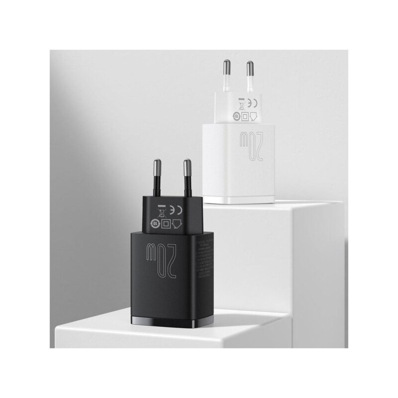 ŁADOWARKA SIECIOWA Baseus Compact Quick Charger CCXJ-B01 20W 1x USB-A 1x USB-C PD 3.0 QC 3.0 CZARNA
