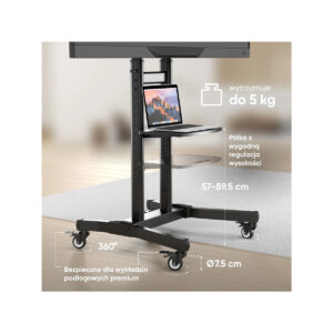 Mobilny stojak do TV 50"-90" do 90 kg ONKRON TS1891 Czarny