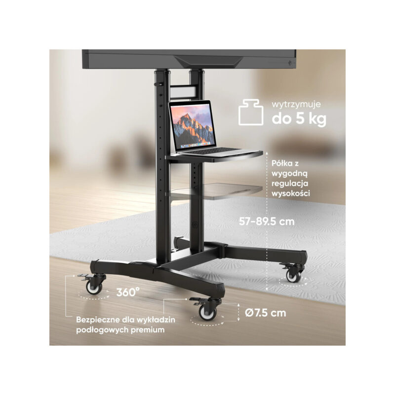 Mobilny stojak do TV 50"-90" do 90 kg ONKRON TS1891 Czarny