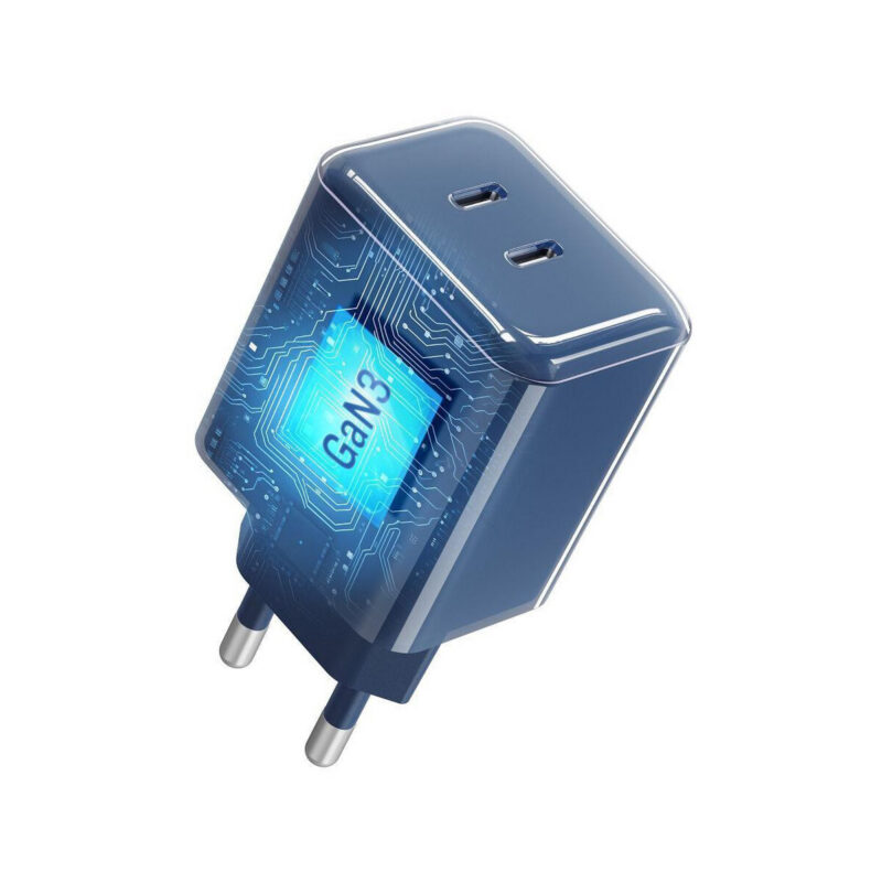 Ładowarka sieciowa Forcell F-Energy GaN III VT-60 60W PD QC 4.0+ 2x USB-C granatowa + kabel USB-C