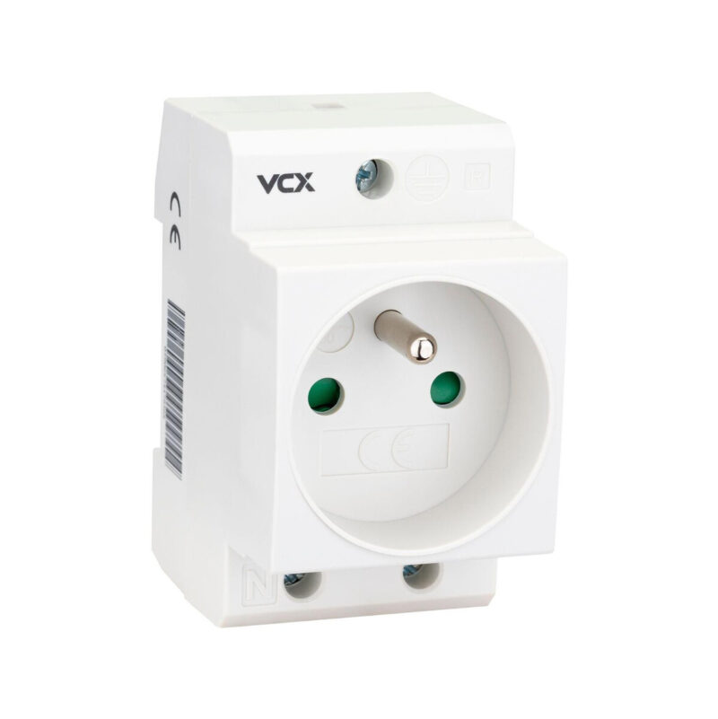 Gniazdo na szyne TH 35 z bolcem uziemiającym 230V VCX GN TH