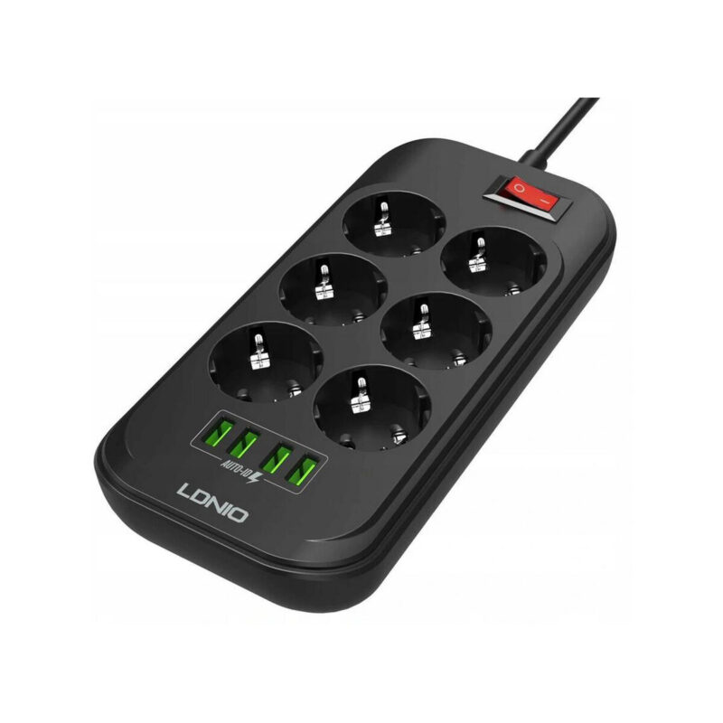 Listwa zasilająca LDNIO SE6403 6 Gniazd + 4x USB Przedłużacz