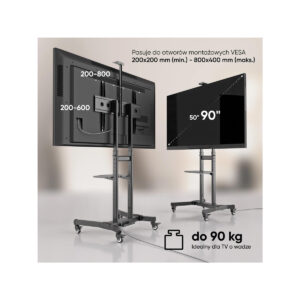 Mobilny stojak do TV 50"-90" do 90 kg ONKRON TS1891 Czarny