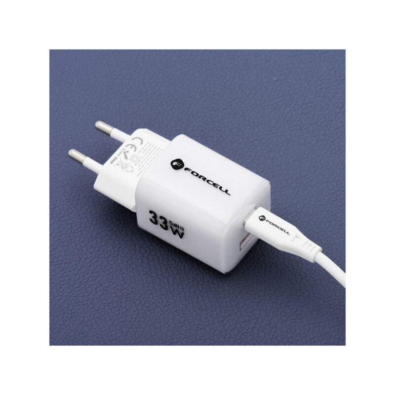 ebf1b2632b7fadce960528c64a72ec7d_original ŁADOWARKA SIECIOWA Forcell F-Energy GaN III VT-41 33 W 1x USB-C 1x USB-A PD 3.0 QC 4.0 FIOLETOWA