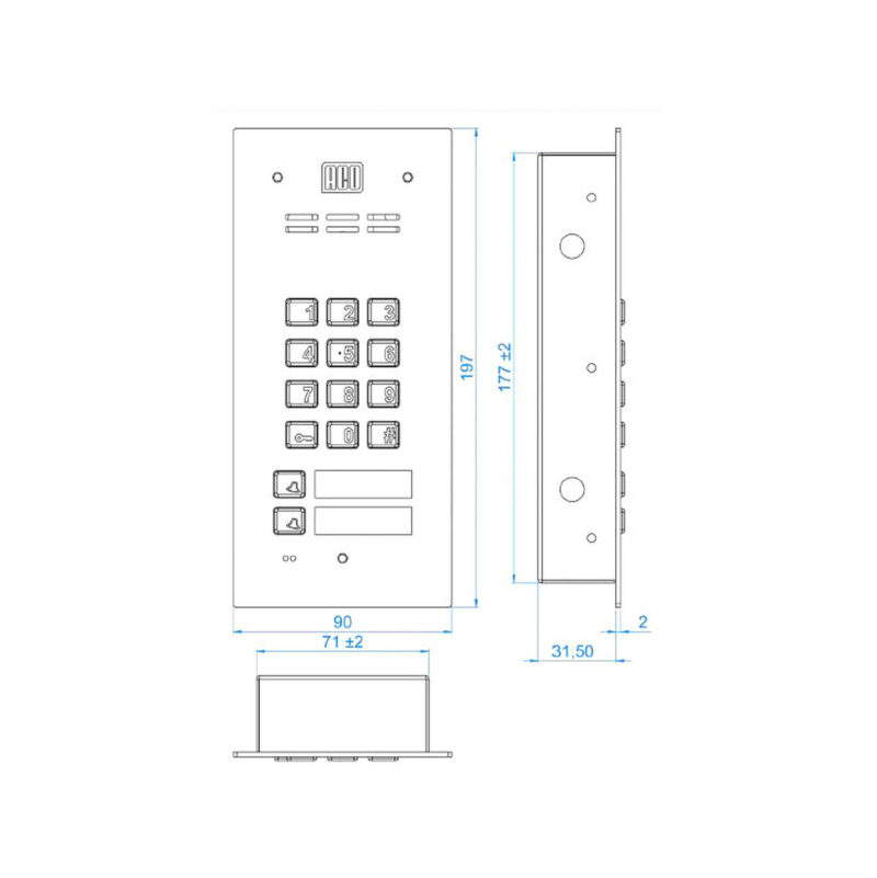 ACO FAM-P-2NPZSACC panel pod tynk 2-rodzinny czyt. brel. zamek szyfr.