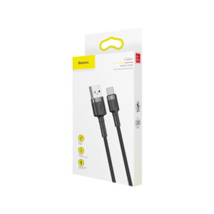 KABEL USB-A / USB-C Baseus Cafule CATKLF-BG1 100cm 3A QC 3.0 CZARNO-SZARY W NYLONOWYM OPLOCIE