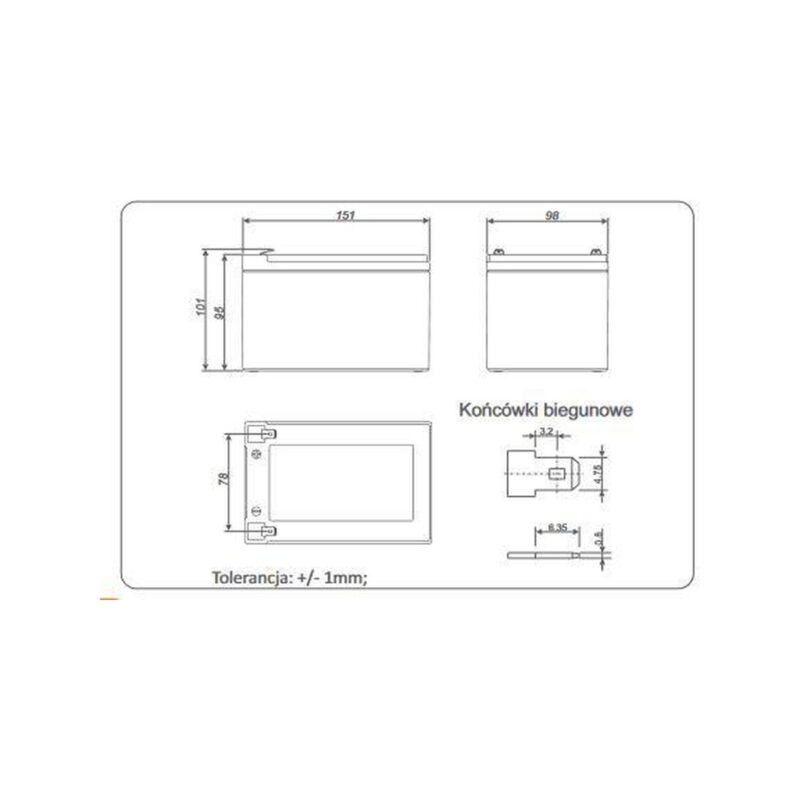Akumulator AGM ALARMTEC serii BP 12V 12Ah