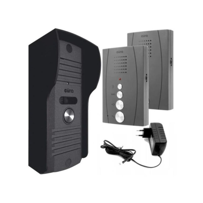 DOMOFON ''EURA'' ADP-51A3 ''DIFESA'' - 1-rodzinny, 2 unifony, interkom, grafit
