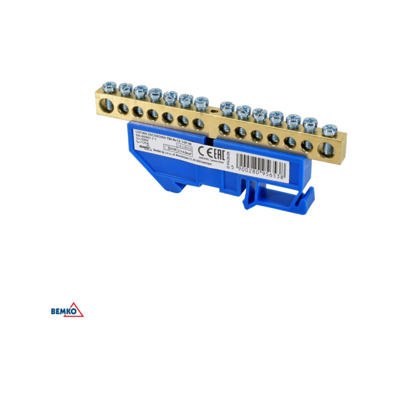 Listwa zaciskowa na sztynę 8x12 14-torowa zółta