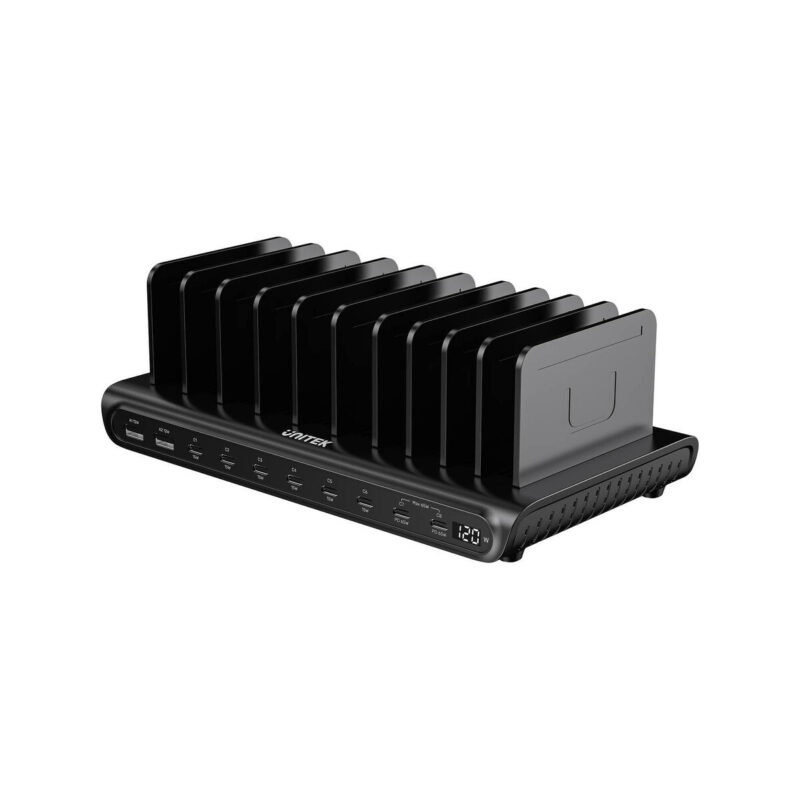 Unitek 10-portowa stacja ładowania 2 x USB-A 15W, 8 x USB-C PD 65W, 120W