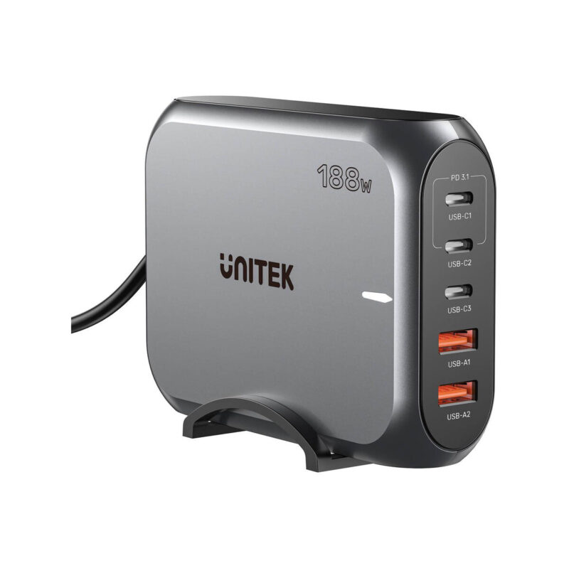 Ładowarka sieciowa Unitek 2xUSB-A 3xUSB-C GAN 188W