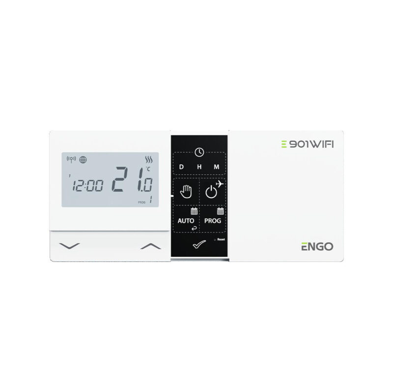 ENGO Controls E901-WIFI - Regulator temperatury bezprzewodowy, Wi-Fi, Internetowy, biały, 868MHz, bateryjny