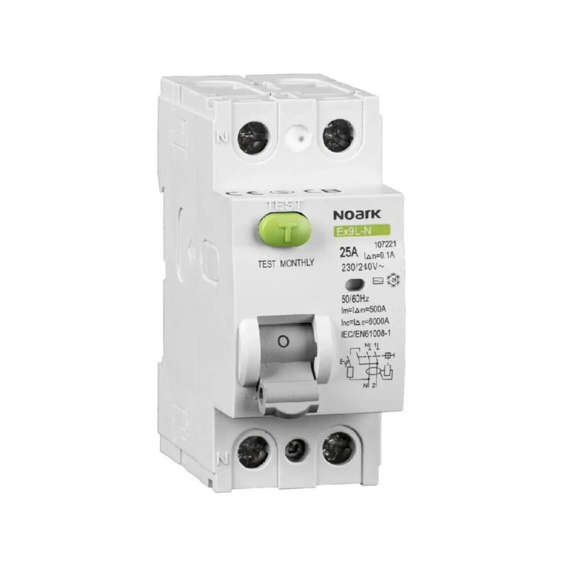 WYŁĄCZNIK RÓŻNICOWOPRĄDOWY, 6 KA, 40A, 30MA, 2P TYP AC EX9L-N Noark 108315