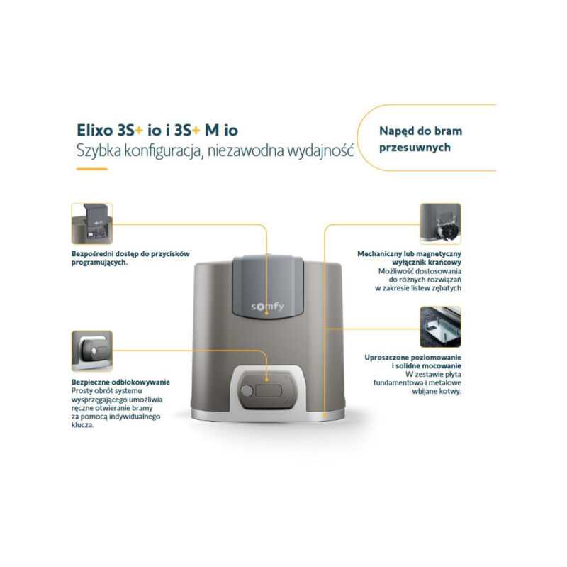 Zestaw Somfy Elixo 3S+ IO Comfort Pack do 600kg bram przesuwnych