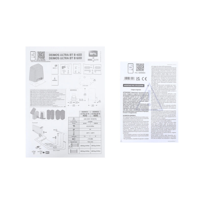 Zestaw BFT DEIMOS ULTRA BT B600 INT KIT do 600kg bram przesuwnych