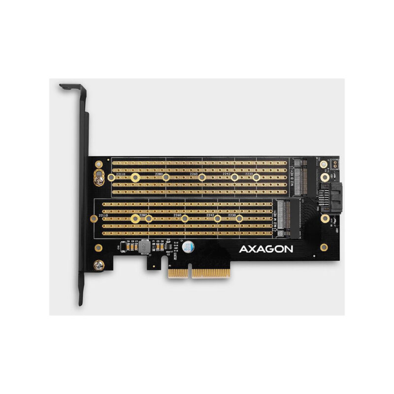 Adapter Axagon PCEM2-D PCIe NVME + SATA M.2