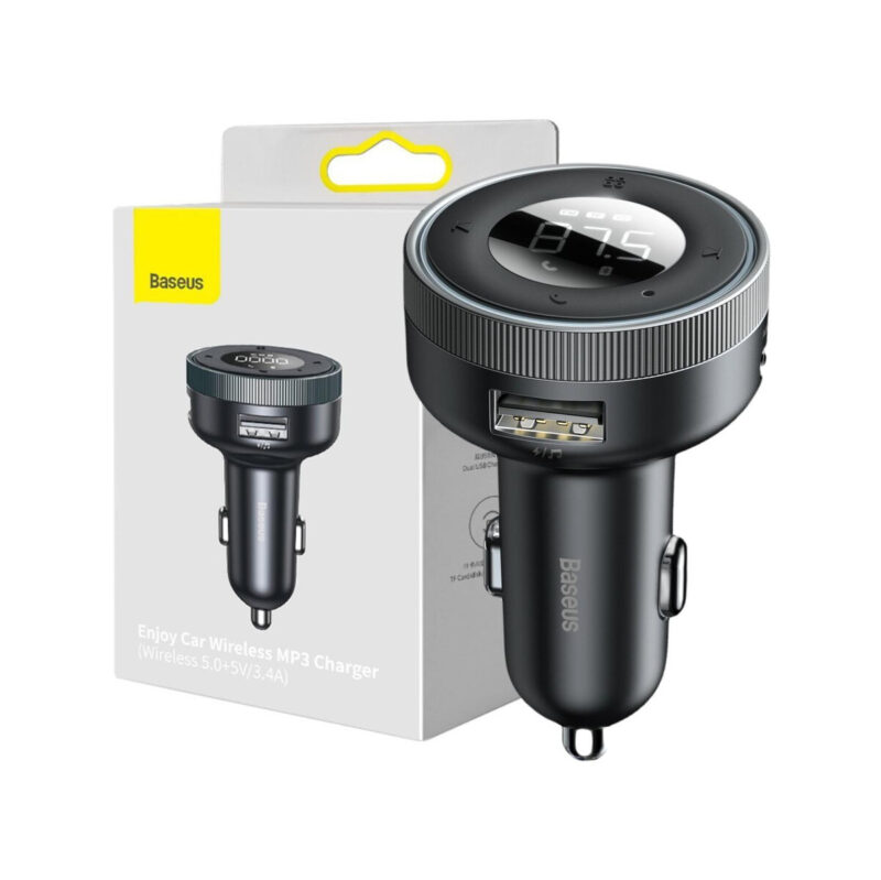 TRANSMITER FM ŁADOWARKA SAMOCHODOWA Baseus Enjoy CCLH-01 3.4A 2x USB-A JACK 3.5MM BT 5.0