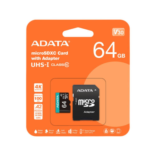 Adata Karta pamięci microSD Premier Pro 64 GB UHS1 U3 V30 A2 + adapter