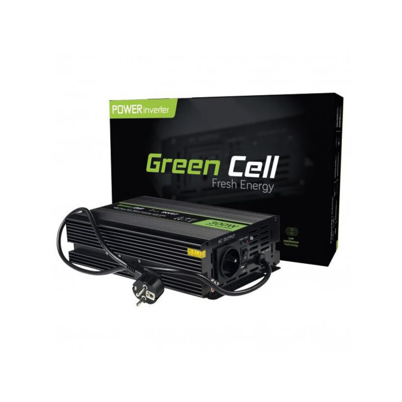 PRZETWORNICA NAPIĘCIA INWERTER Green Cell 12V / 230V 300W/600W CZYSTA SINUSOIDA INV07