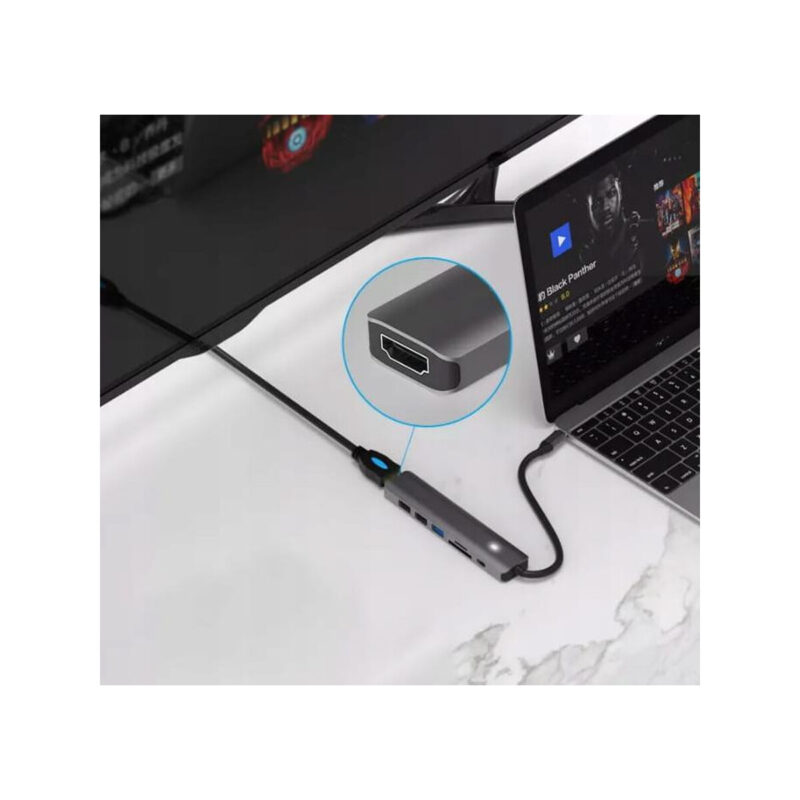 HUB ADAPTER USB-C 7w1 HDMI 4K USB 3.0 SD PD Zenwire BS-HC703