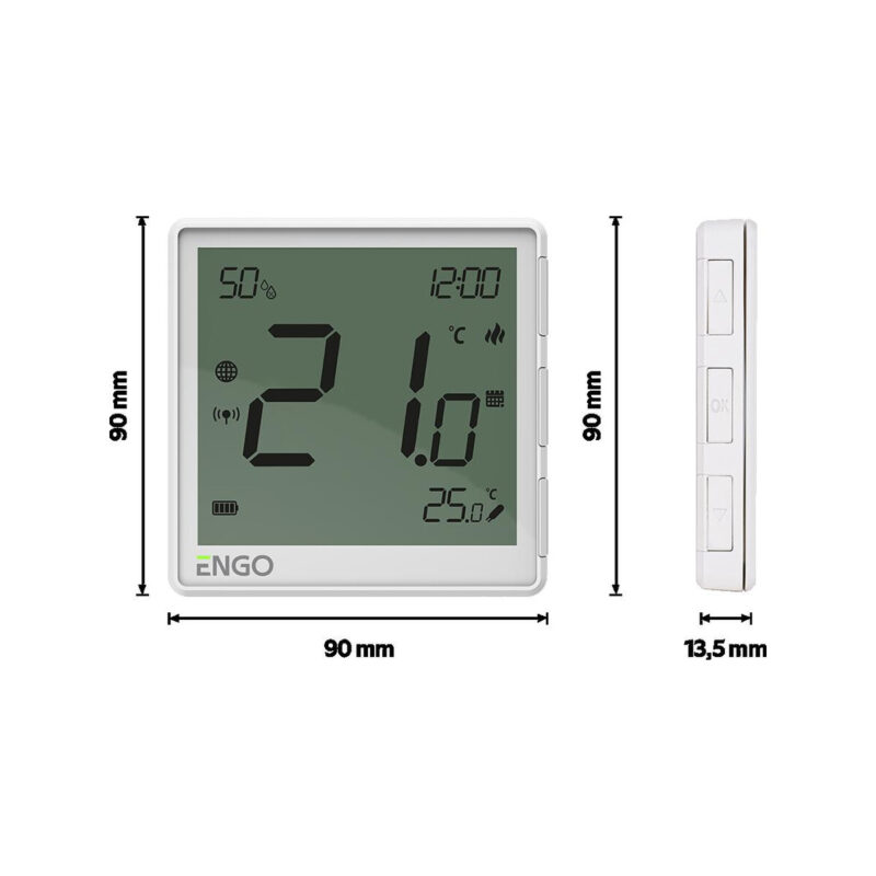 ENGO Controls EONE-BATW - Regulator temperatury, bateryjny (Li-Ion), biały, Internetowy, akumulatorowy, ZigBee, natynkowy