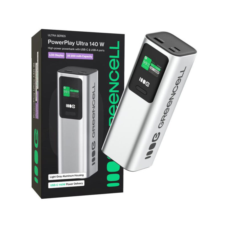 POWERBANK Greencell PowerPlay Ultra 25200mAh SZYBKIE ŁADOWANIE 140W 2x USB-C PD 1x USB-A